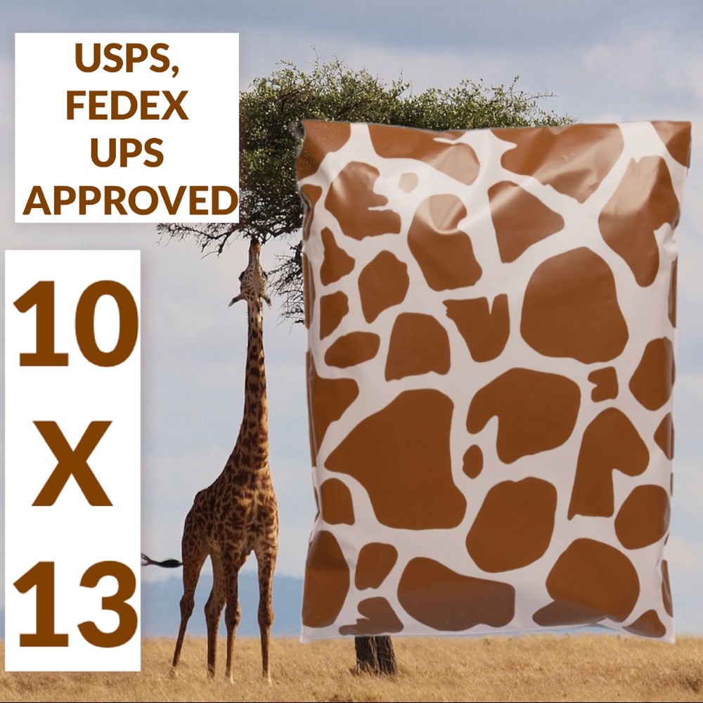 50 10X13 Giraffe Print / Brown Cow Poly Mailers PRICE IS FIRM CLEARANCE - Picture 5 of 8